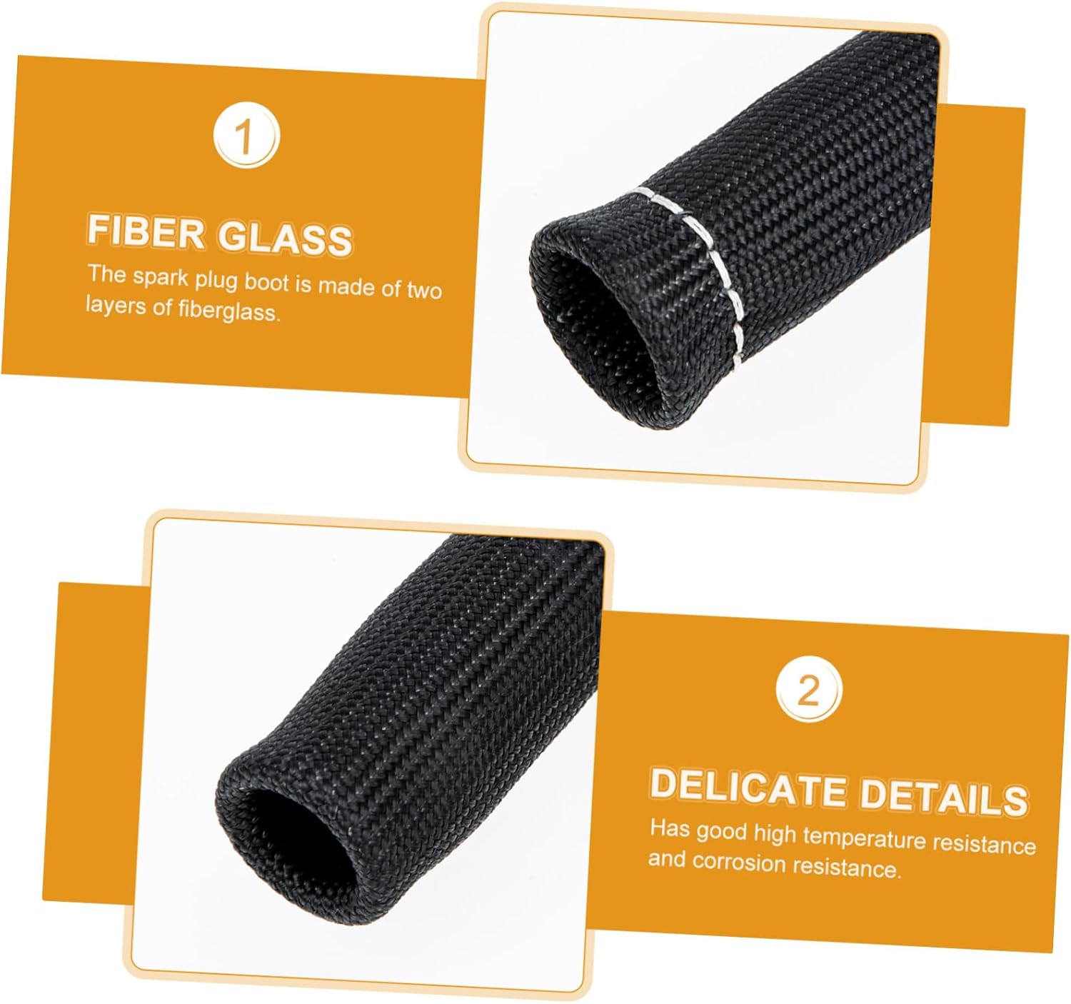 Luxshiny 8pcs Spark Plug Boot Heat for Exhaust Wire Heat Wrap Fiberglass Insulator Sleeve High Temp Resistance Car Accessory