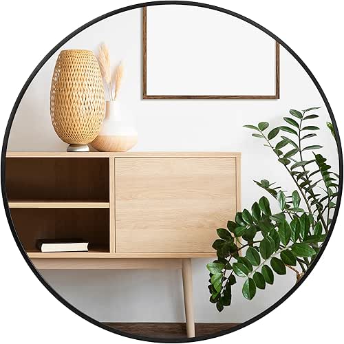 Fabuday Black Round Mirror for Wall 24 inch - Circle