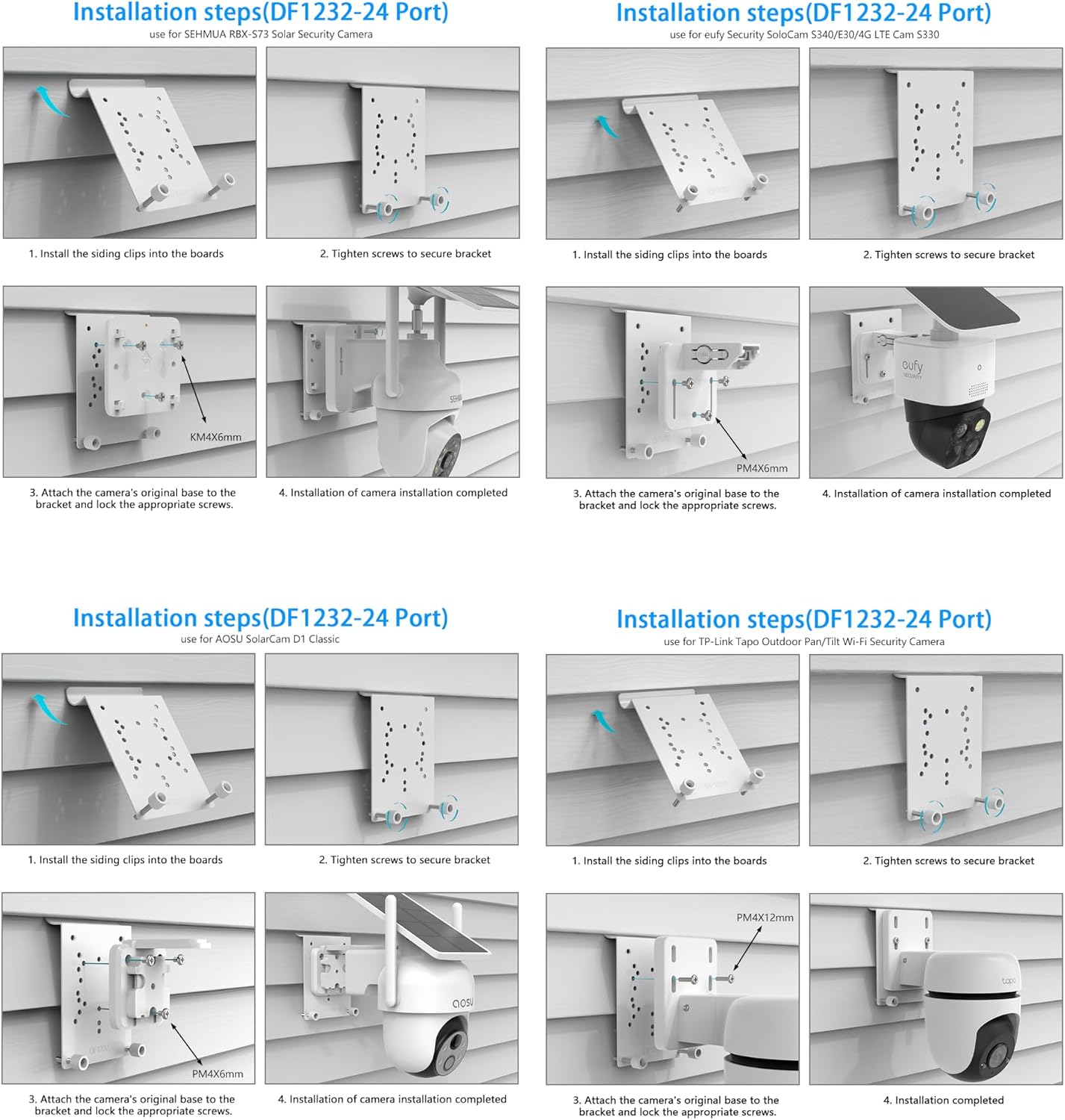 Universal Vinyl Siding Mount for AOSU SolarCam D1 SE/Lite/Max,ANSQUE (GU01/SA01),eufy Solocam S340/E30/S330/ E330,SEHMUA,Reolink,TP-Link Tapo,Cinnado B6 Security Cameras (White)