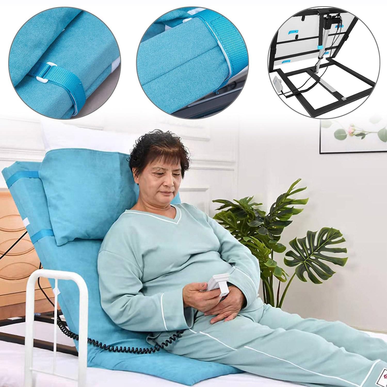Bed Wedges Lifting Cushions,Electric Adjustable Sit-Up Back Stand Assist Aid with Medical Pillow Lifter - Power Lifting Bed Backrest Includes Electric Pump System
