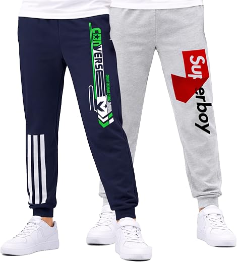 KYDA KIDS® Boys 100% Cotton Track Pants | Premium Printed Soft Single Jersey Fabric | Elastic Waist Loose Fit Summer Full ...