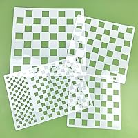 Vista 3 de Plantillas de tablero de ajedrez – 4 plantillas de plástico Mylar reutilizables de varios tamaños para pintar sobre madera, almohadas, pared