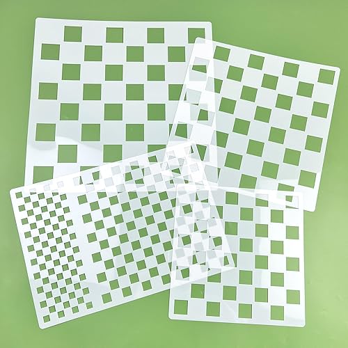 Miniatura 3 de Plantillas de tablero de ajedrez  4 plantillas de plástico Mylar reutilizables de varios tamaños para pintar sobre madera, almohadas, pared, álbumes