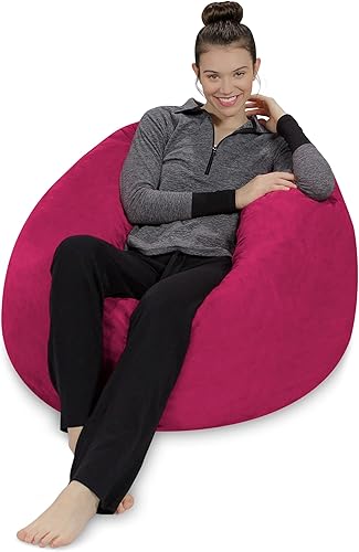 Miniatura 3 de Sofa Sack - Sillón puff Puff de espuma viscoelástica de 3 pies, sofá mediano con funda de microfibra suave, color rosado brillante