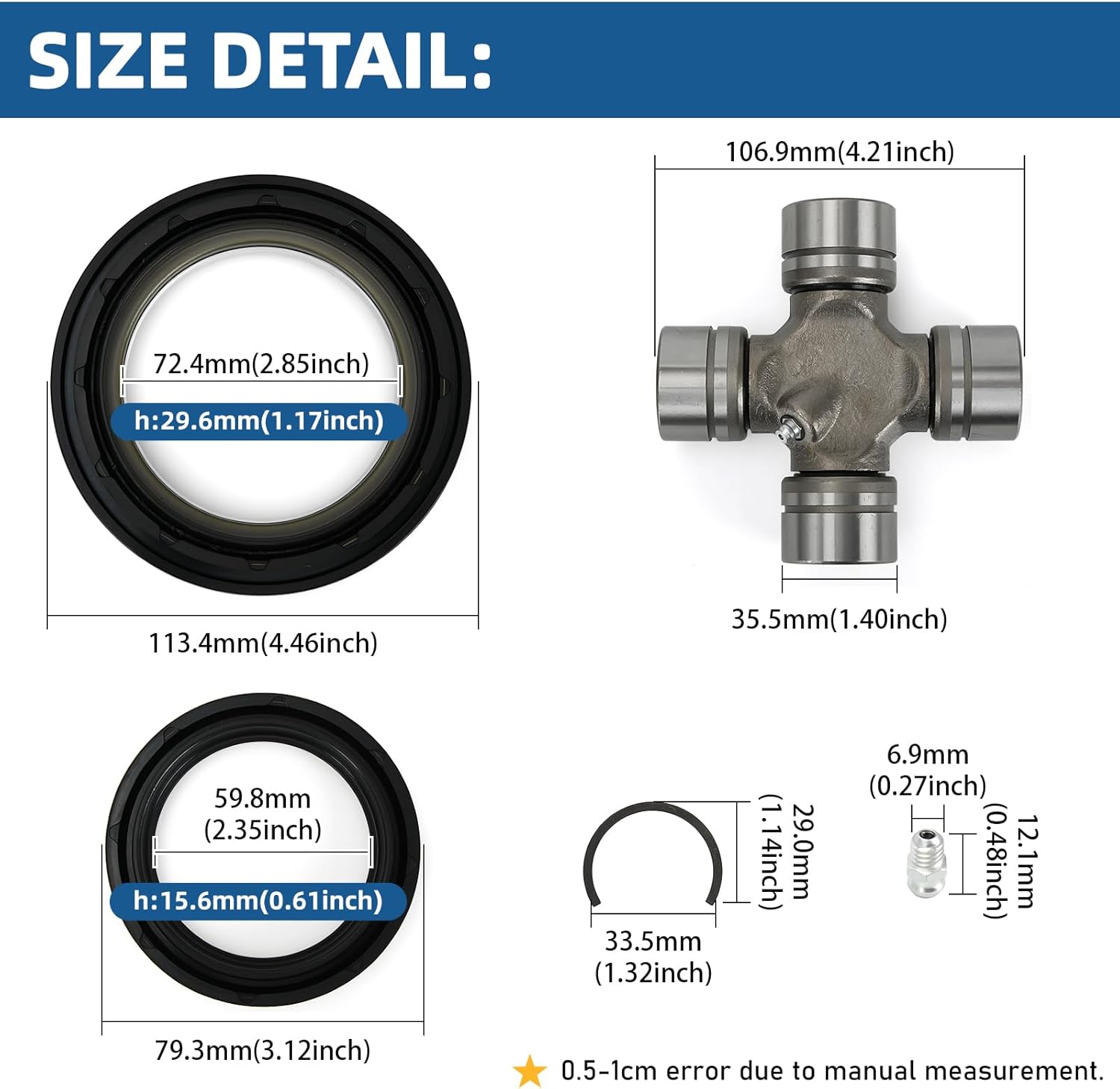 Front Axle Seal & U Joint Kit Compatible With Ford F250 F350 F450 F550 Super Duty Excursion with Dana 50/60 98-05