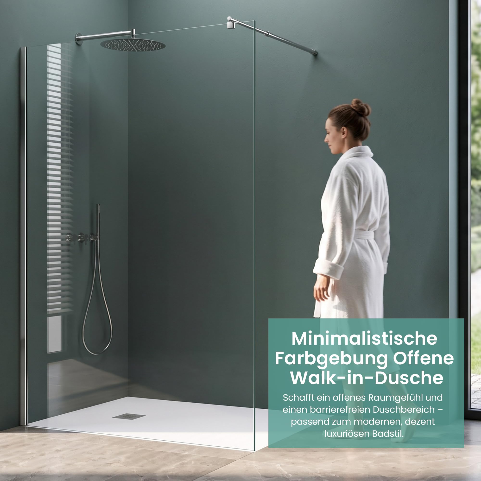 Mai & Mai Duschwand für Dusche Duschabtrennung 90x200cm Walk-In Dusche
