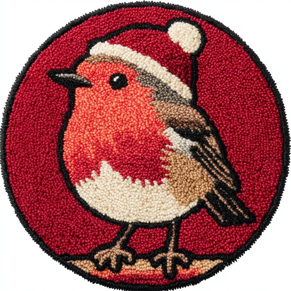 kitphoenix DIY Cushion Carpet Floor Mat Rug Christmas Robin Bird Xmas