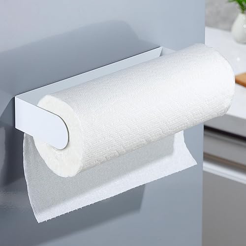 DELITON Soporte magnético para toallas de papel, multifuncional, blanco, con fuerte ajuste magnético, toallas de papel para refrigerador, caravana,