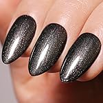 Imtiti Pearl Gel Nail Polish,0.5 Fl Oz Black Glitter Drawing Gel Polish Shell Thread Shimmer Mermaid Nail Gel Polish Soak Off UV LED for Home DIY Nail Art Manicure Salon