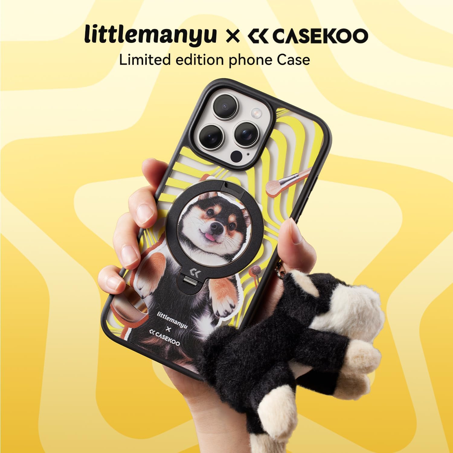 CASEKOO X Littlemanyu: Patented 360° Spin Magnetic Stand for iPhone 16 Pro Max Case with 3 DIY MagStickers Set [Military Drop Protection] [Non-Slip Edge] [Compatible with MagSafe] Matte Slim 6.9''