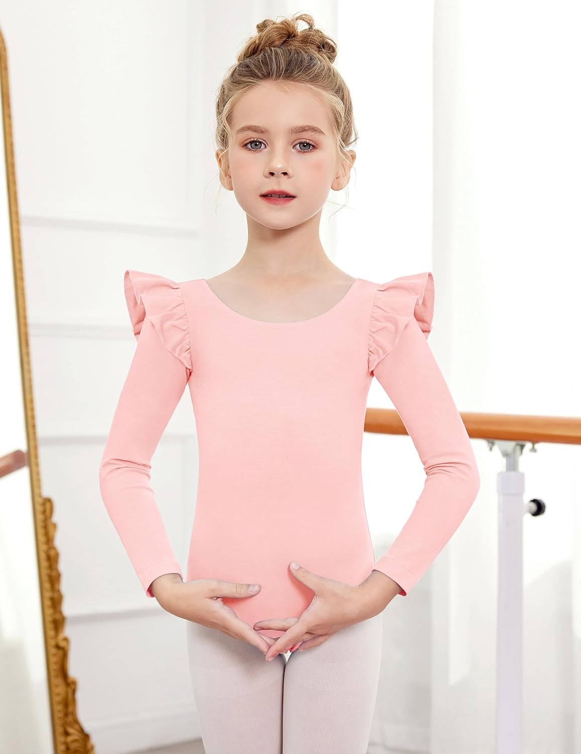 Arshiner Ruffle Long Sleeve Leotard for Girls Ballet Leotards Low Back Gymnastic Dance Outfits for Toddler - Image 2