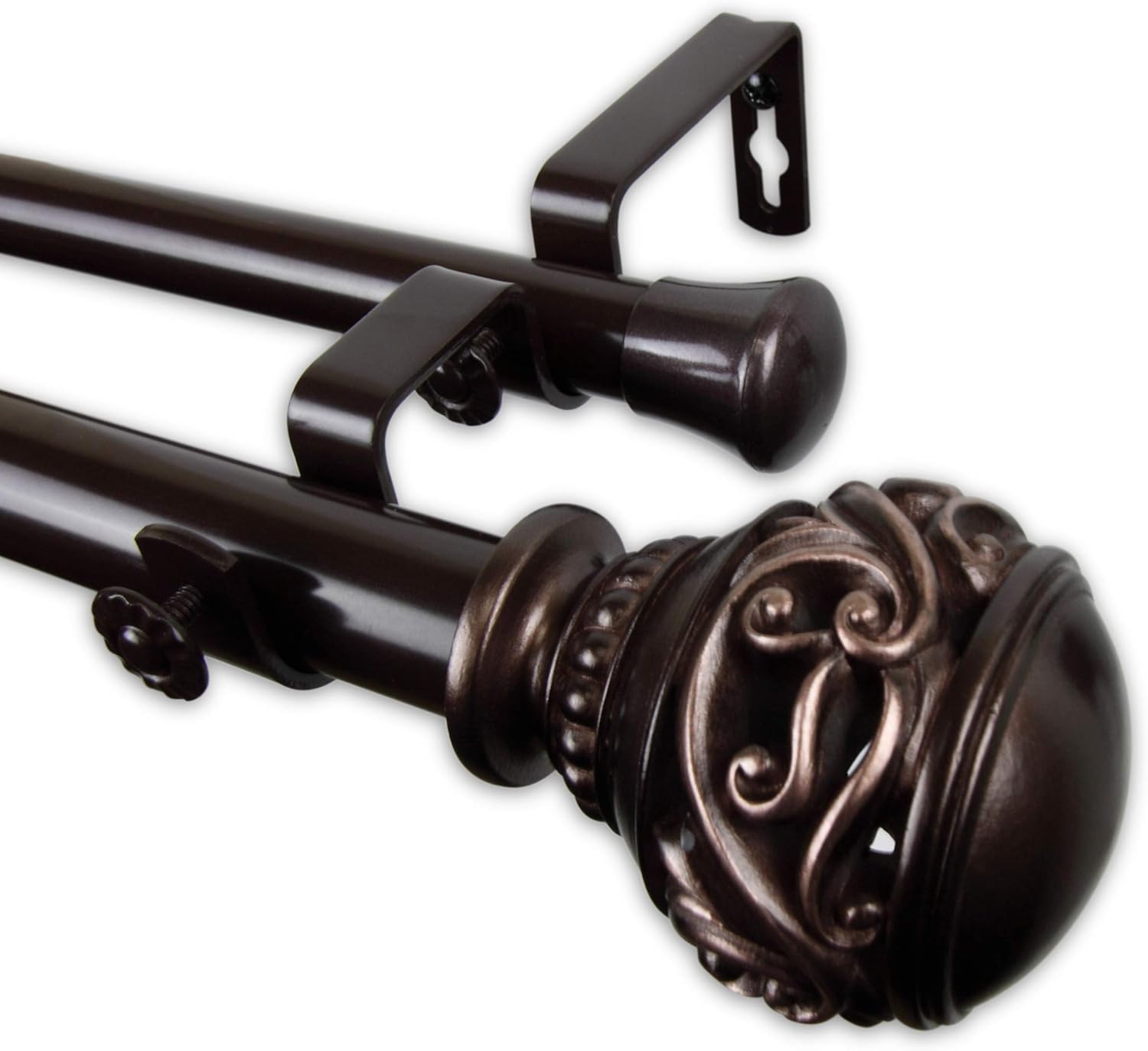 Rod Desyne 1" Isabella Double Curtain Rod, 28-48 inch, Satin Nickel : Home & Kitchen