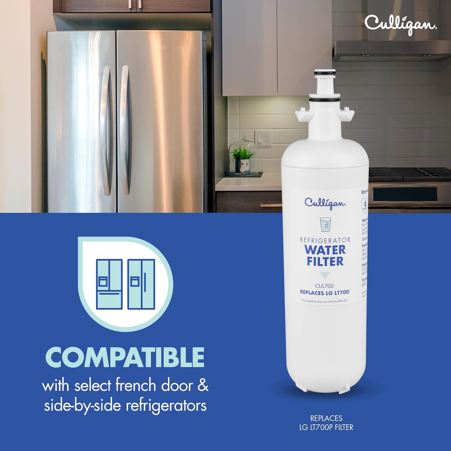 Culligan CUL700 Refrigerator Water Filter Replacement for LG Water Filter (LT700P) Replace Every 6 Months Pack of 1