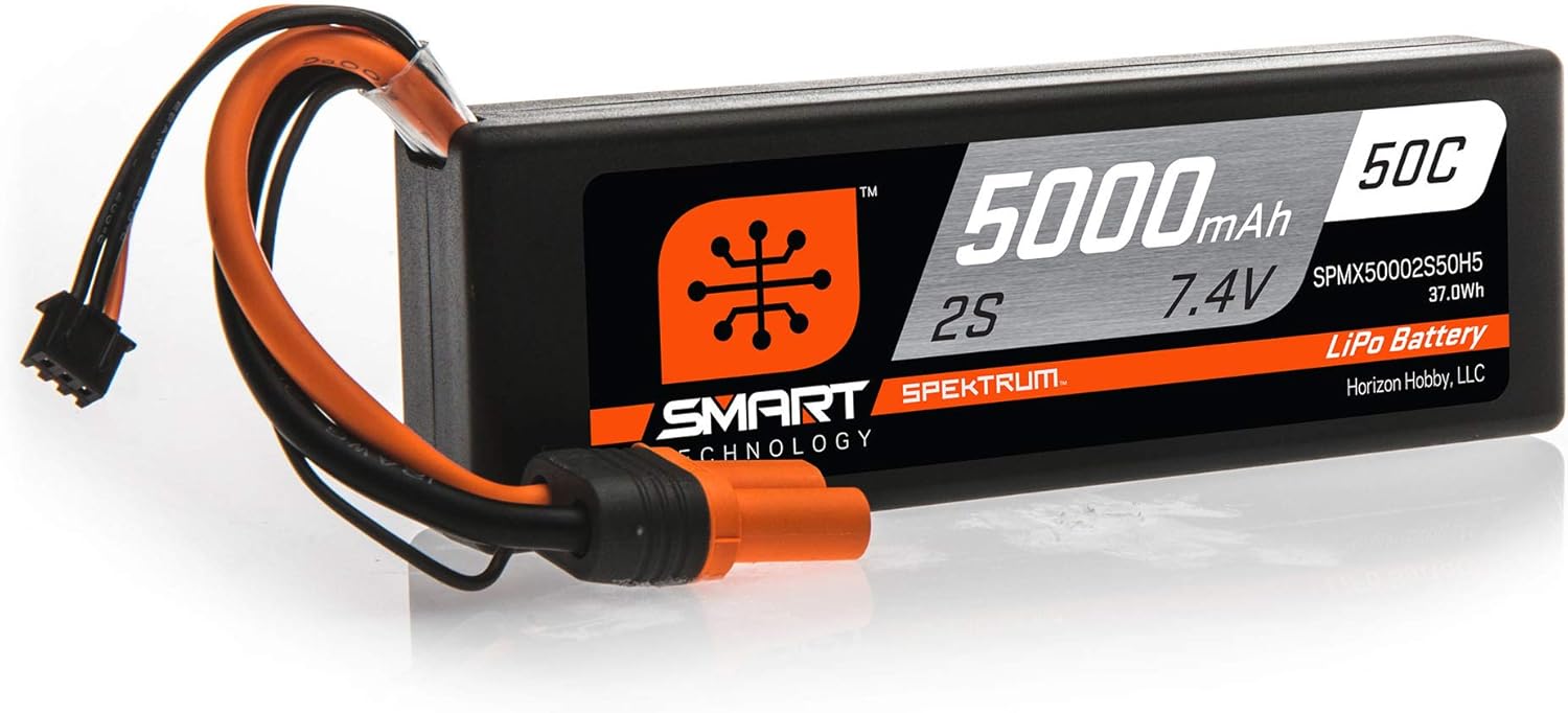 Spektrum 7.4V 5000mAh 2S 50C Smart Hardcase LiPo Battery: IC5, SPMX50002S50H5