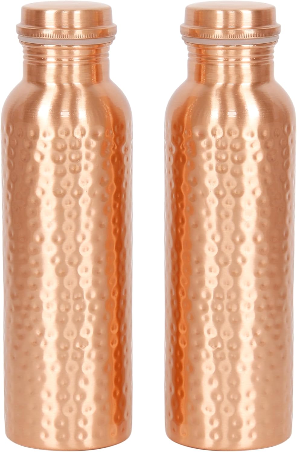Pure Copper Water Bottle, Drink ware Set, Capacity 1000 ML, Set of 2 ((HAMMERED 2)