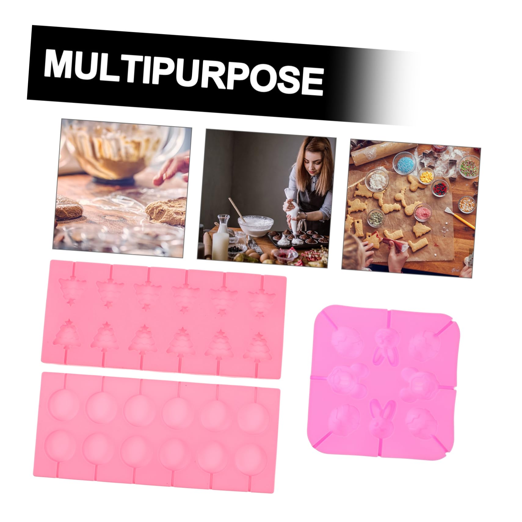 Stampo in Silicone per Cioccolatini Natalizi 7 Pezzi | Stampi per Lollipop, con Bastoncini, Sacchetti e Lacci, Forme Assortite per Uso in Cucina
