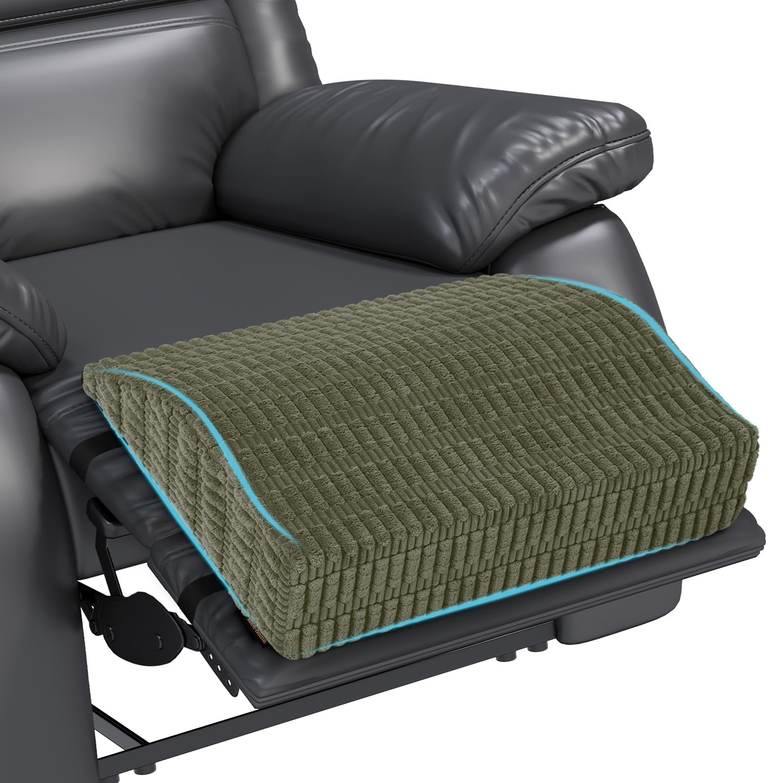 Photo 1 of idee-home Recliner Leg Rest Cushion, Recliner Footrest Extender Pillow with Removable Corduroy Cover, Multi Purpose Ergonomic Foot Pillow Back & Lumbar Support Cushion for Bed Sofa Couch, Green