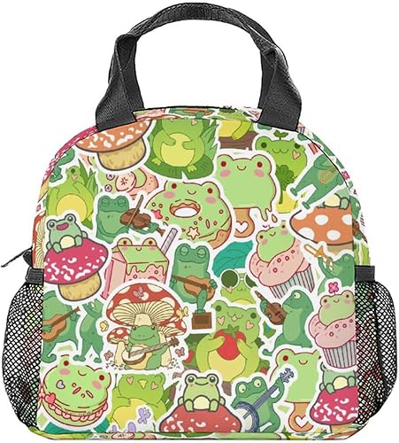 Lonchera de rana para niños, pequeñas bolsas de almuerzo aisladas, bonita lonchera reutilizable para adolescentes, niñas, niños, bolsas de almuerzo