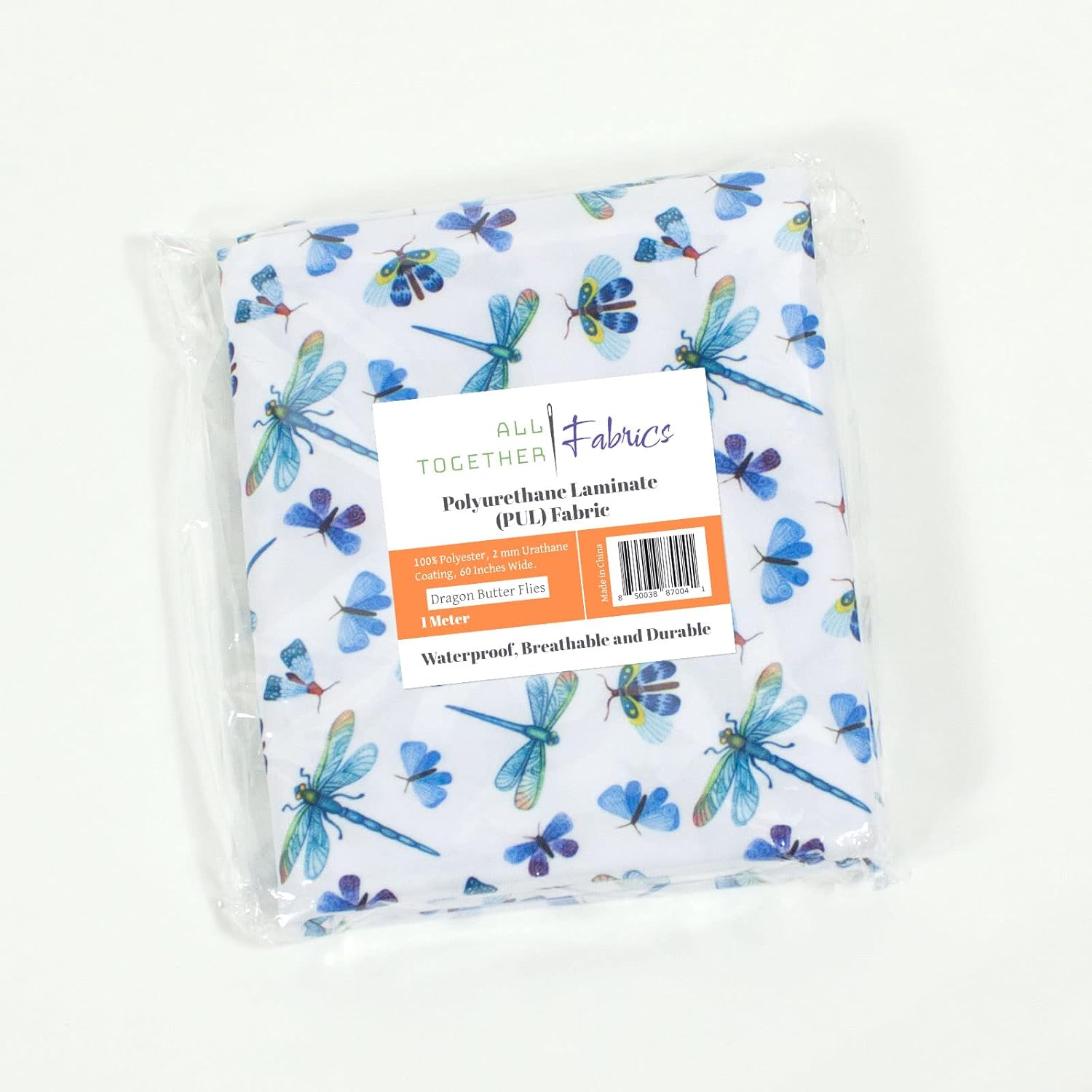 Polyurethane Laminate (PUL) Pre-Cut Fabric by the Meter. Waterproof and Breathable. Perfect for Cloth Diapers and Similar Projects. 2 Meter, Dragon-Butterflies