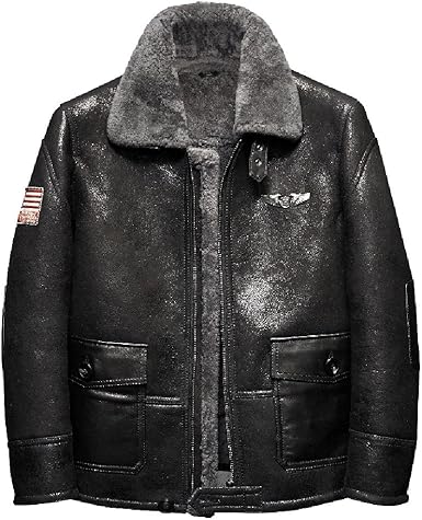 black shearling aviator jacket