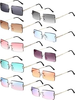10 Pairs Rimless Rectangle Retro Sunglasses Frameless Square Glasses Eyewear