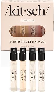 Kitsch Hair Perfume For Women (Discovery Set) - Pistachio Latte, Warm Sugar, Sheer Violet & Amber Shores - Patented Odor-Eliminating Technology, Hair Spray and Body Mist - 4 x 1.5mL
