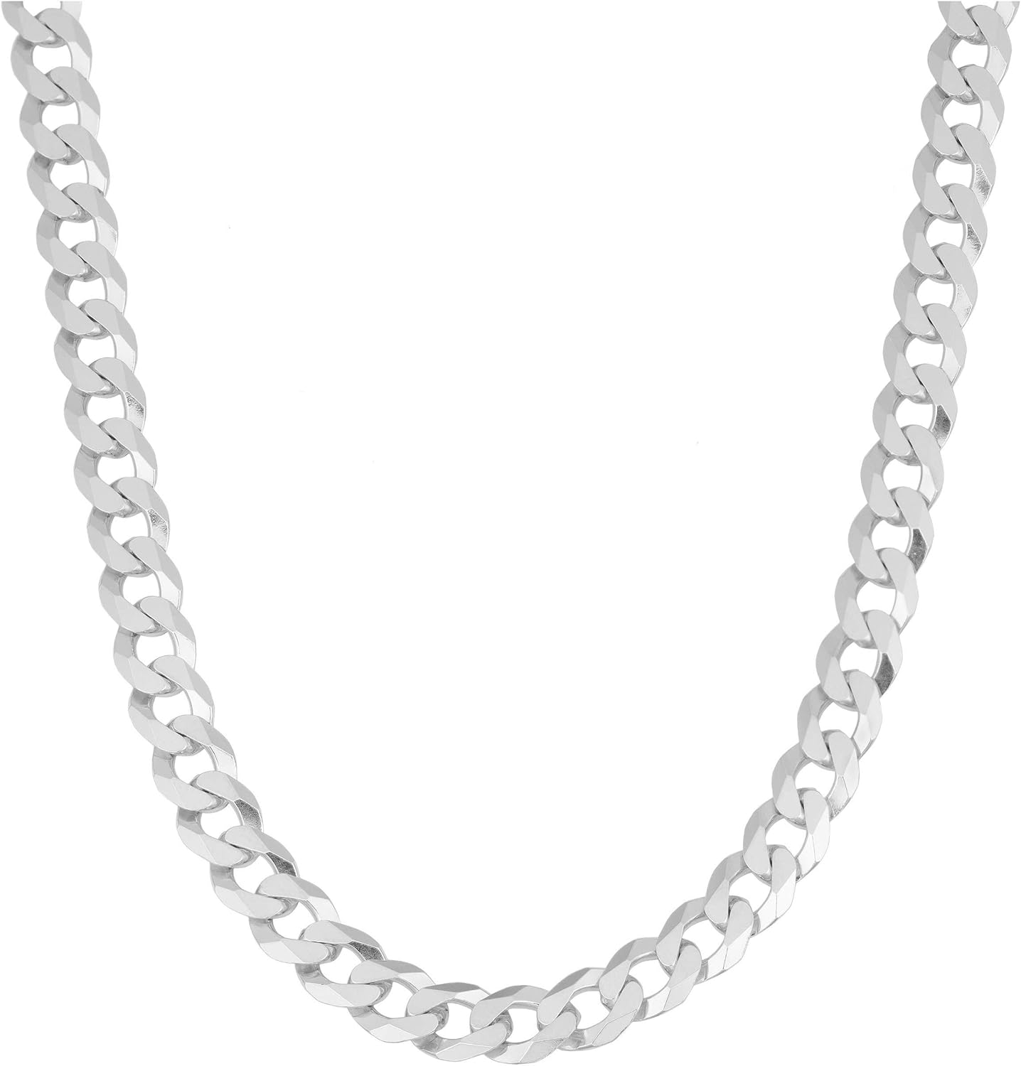 Blue Apple Co. 15.5MM Flat Curb Chain 925 Solid Sterling Silver Available In 8"- 32" Inches
