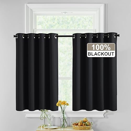 Miniatura 134 de RYB HOME Juego de 2 paneles de cortinas opacas grises de 63 pulgadas de largo, cortinas sólidas resistentes para oscurecer la habitación