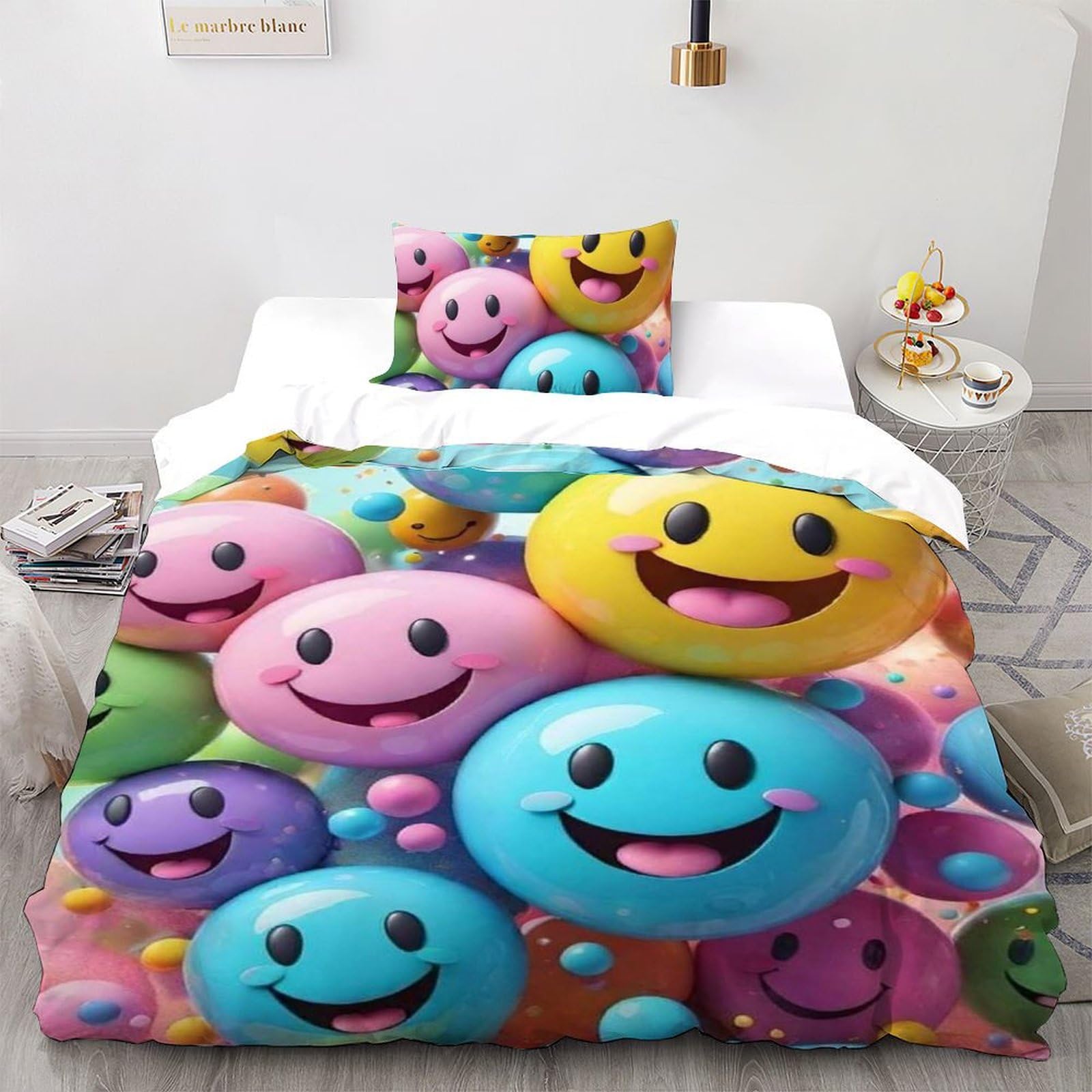 Housse de couette enfant 135x200cm microfibre lit simple avec taie d'oreiller