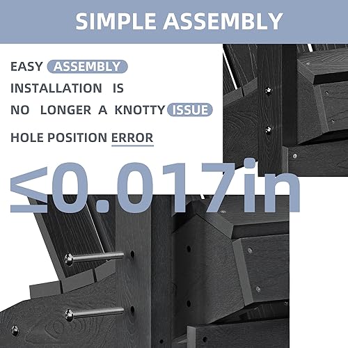 Miniatura 3 de Adirondack Chairs, silla Adirondack de HDPE para todo tipo de clima, sillas para hogueras (1, negro)