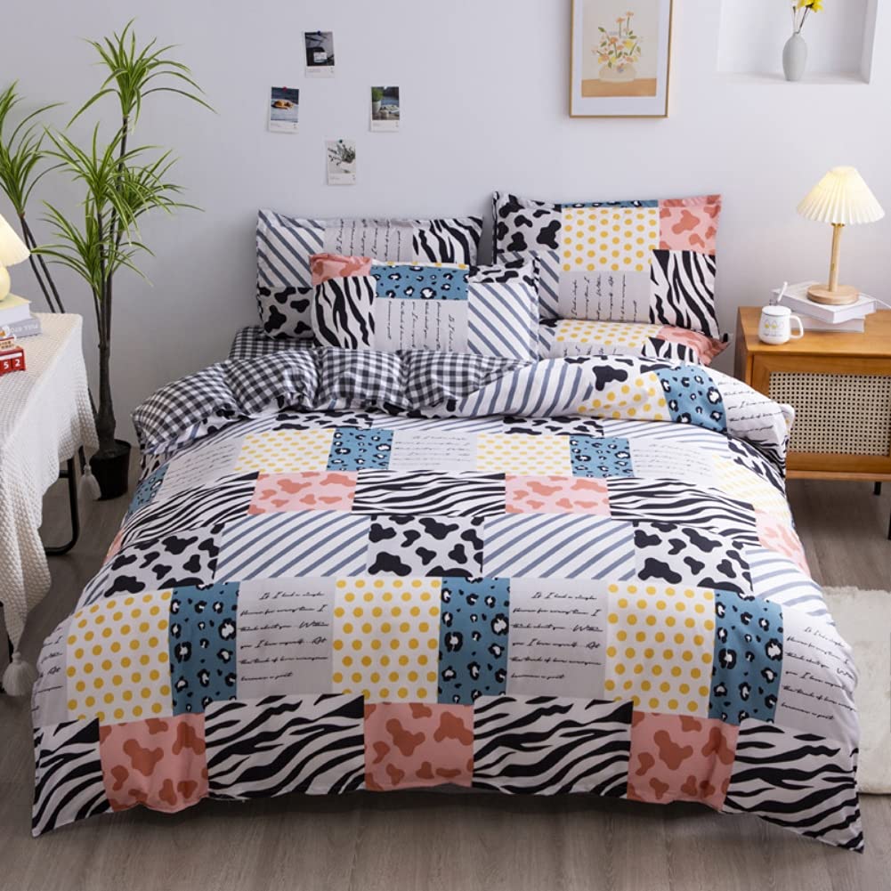 Housse de couette guépard réversible avec plaid coloré à rayures