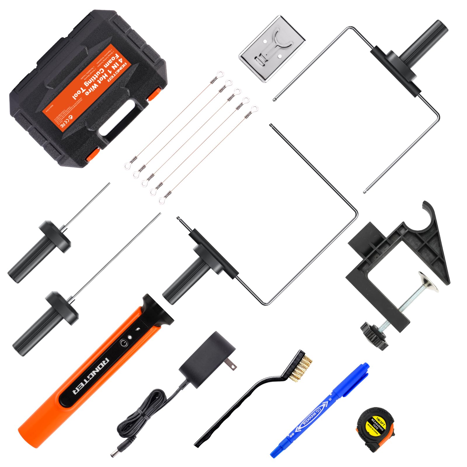 4 in 1 Hot Wire Electric Foam Cutter Kit, Styrofoam Cutting Tool 15W/ 6V with Case, Heated Foam Carving Knife Kit (Toolbox Orange)