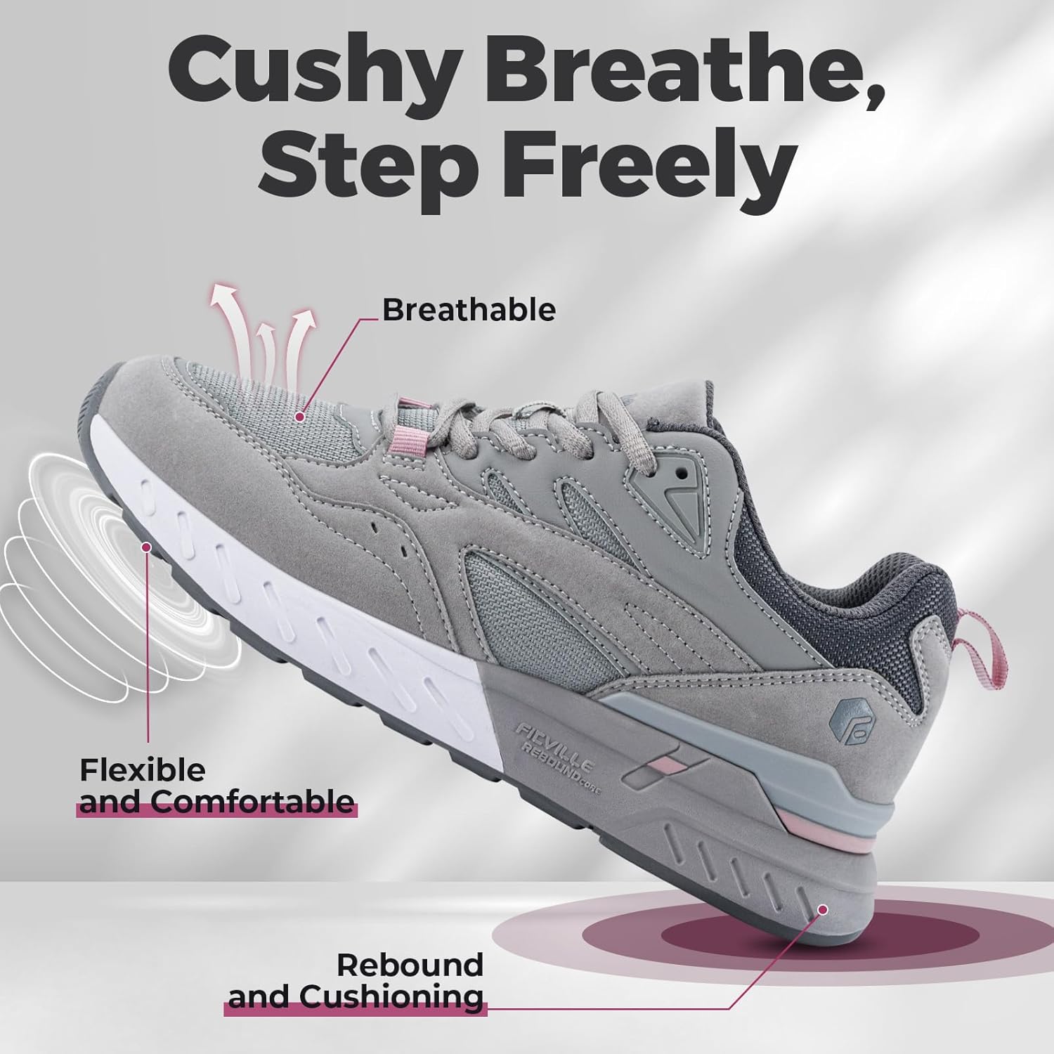 FitVille Extra Wide Walking Shoes Women Wide Width Workout Sneakers with Arch Support for Flat Feet Heel Pain Relief - Rebound Core V9 - Image 6