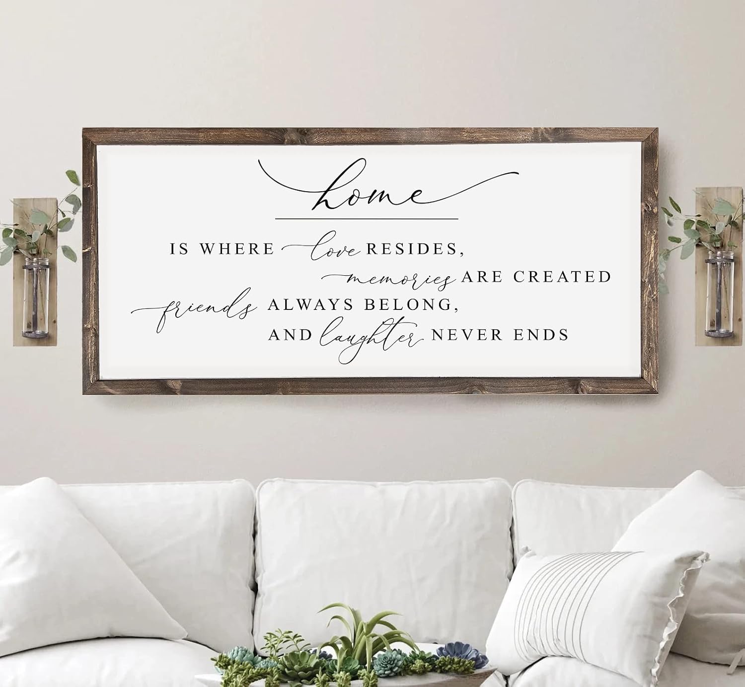 Home Is Where Love Resides, BEST SELLER, Farmhouse Sign, Living Room Sign, Farmhouse Love Signs For Home Decor, Sign for Farmhouse Decor, Rustic Wall Decor (30x12, Walnut)