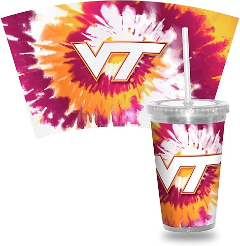 Miniatura 37 de Rico Industries NCAA Sports Team - Vaso transparente de 16 onzas con pajilla, vaso de viaje del color del equipo para fanáticos de los deportes