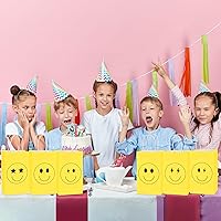 Vista 4 de ZOIIWA 16 bolsas de papel de regalo de cara sonriente, suministros de fiesta de cara sonriente amarilla, regalos de fiesta, bolsas de golosinas