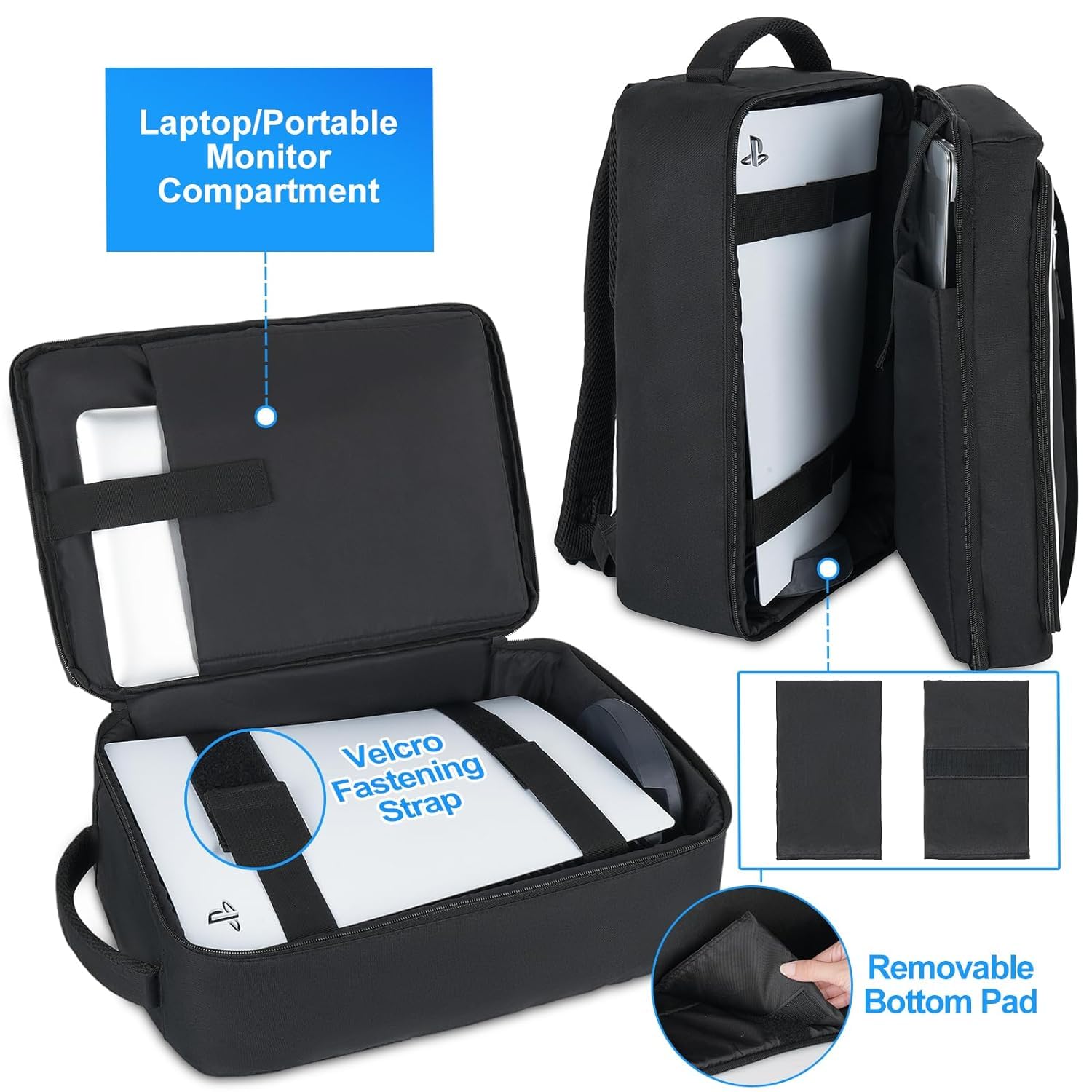 PS5 Rucksack,PlayStation 5 Tasche,Große Reise Tragbar Tasche Aufbewahrung Kompatibel mit PlayStation 5 Konsole,PS5 Disk,Laptop,Headset,Ladegerät und Zubehör,Konsolentasche für PS5 Controller