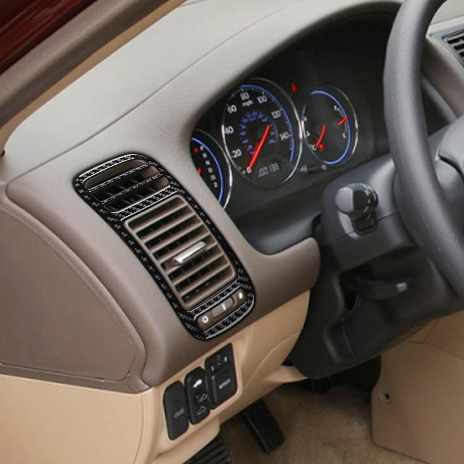 Real Premium Carbon Fiber Compatible with Honda Civic 2003 2004 2005 Accessories Car Left and Right Vents Cover Sticker Decal Interior Trim