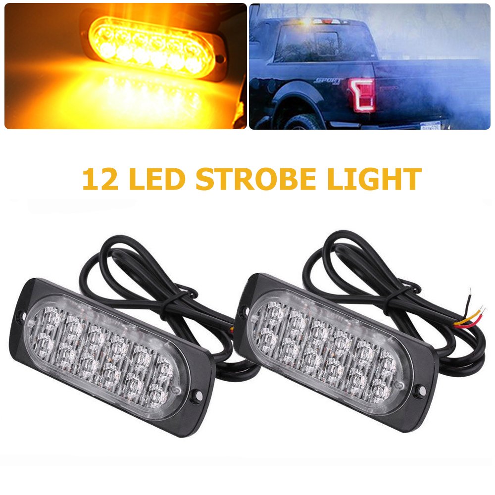 Luces estroboscópicas de emergencia para camiones, Maso Amber recuperación coche 6 LED barra de iluminación naranja parrilla rotura intermitente 12/24V Pack de 10