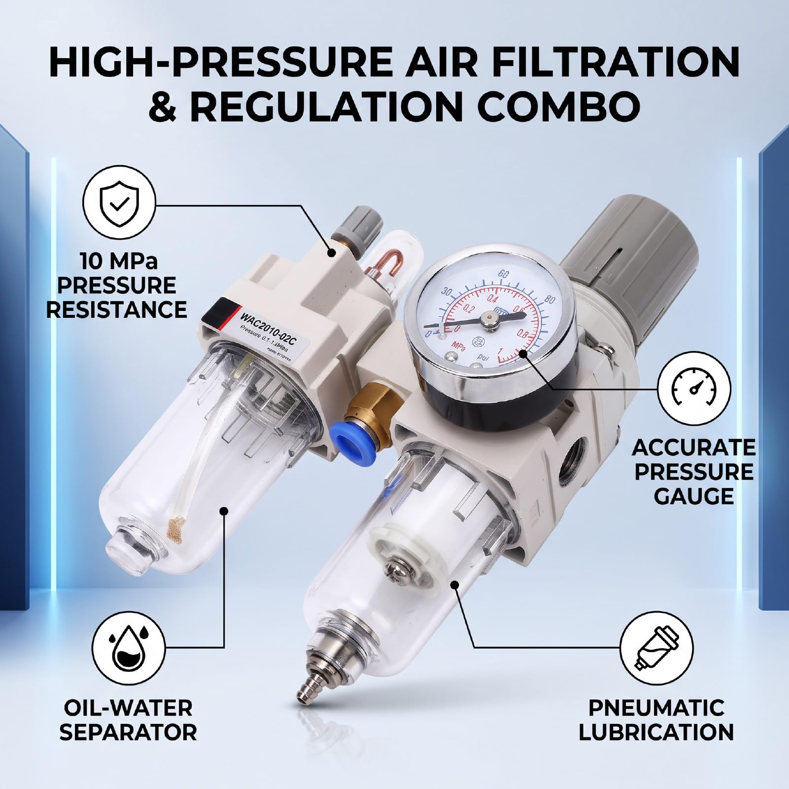 Separador de Agua y Aceite para Compresor de Aire 10Mpa Regulador