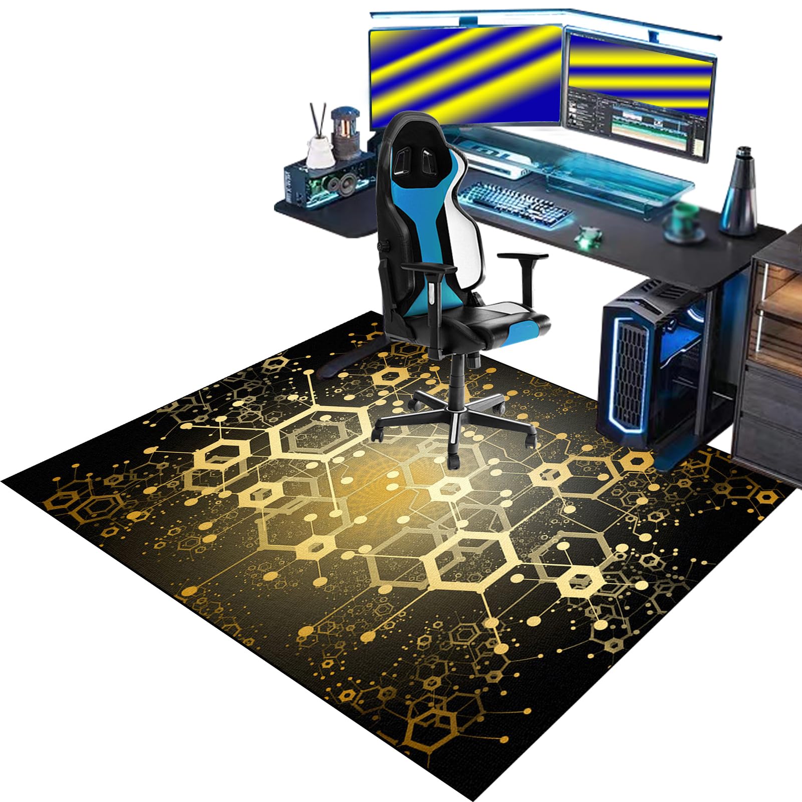 Gaming Chair Mat for Carpet, Rolling Chair Mat, Heavy Duty Office Chair Mats for Carpeted and Hardwood Floor Carpet Protector Chair Mat for Home and Office 90 x 120 cm Floor Mat for Office Chair