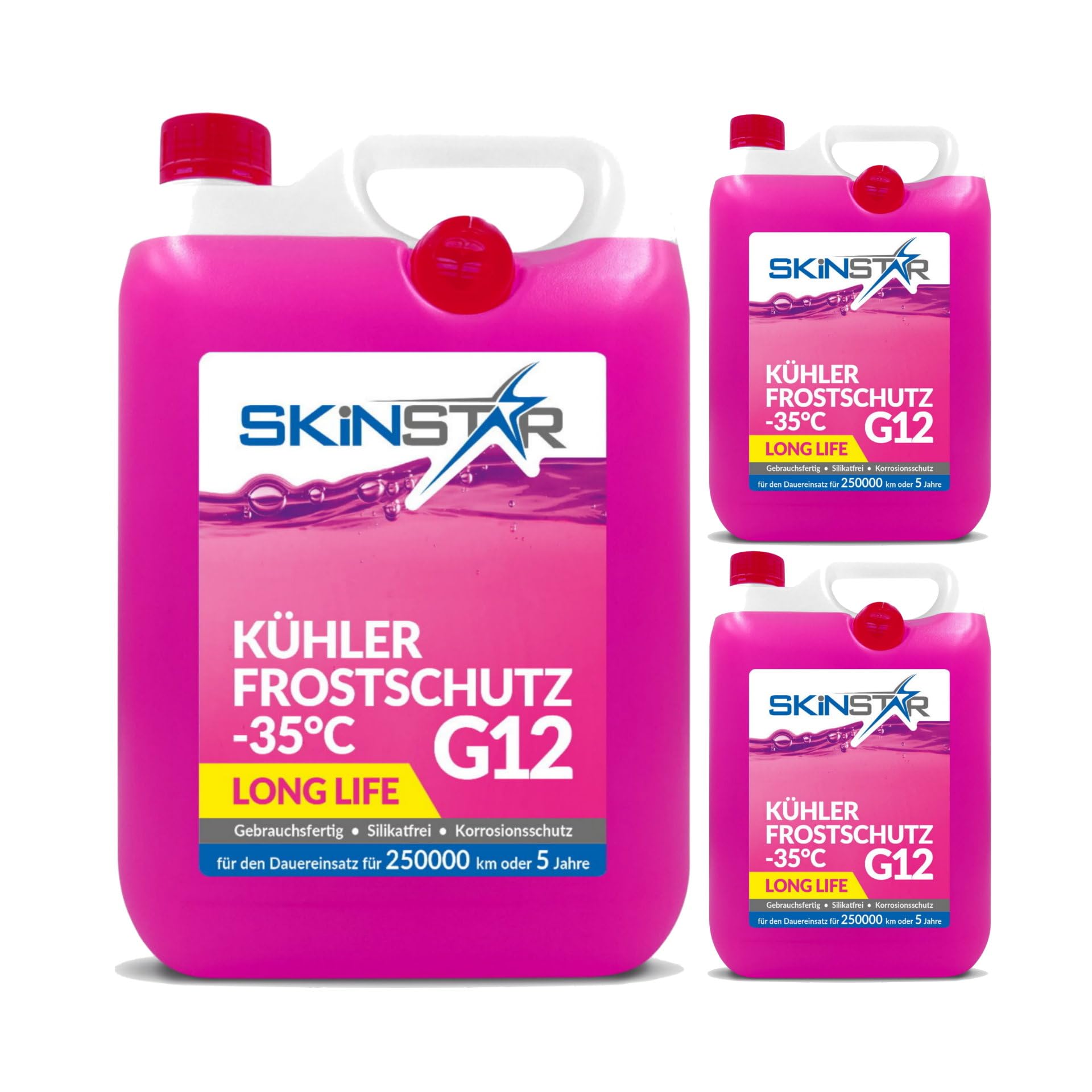 SkinStar Anticongelante de -35 °C | G11 | G12 | G13 | Líquido refrigerante listo para usar | Anticongelante para coche | Productos químicos para automóviles (15 l, G12)