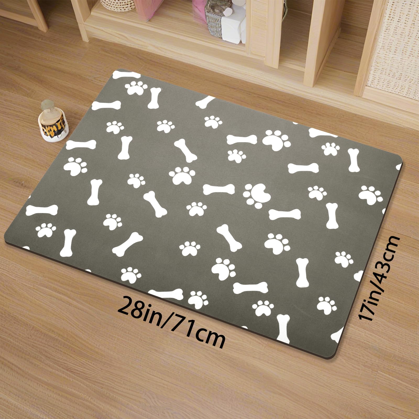SCDZCAR Pet Feeding Mat-Absorbent Dog Food Mat-Dog Mat for Food and Water Quick Dry Water Dispenser Mat for Dog and Cat for Messy Drinkers Dog Stuff Dog Accessories (Grey, 12