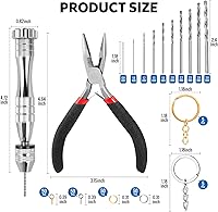 Vista 3 de LEOBRO Hand Drill, 222 PCS Pin Vise Hand Drill with Drill Bits(0.8 mm-3 mm), Needle Nose Pliers, Keychain Making Kit, Jewelry Making Supplies, Hand