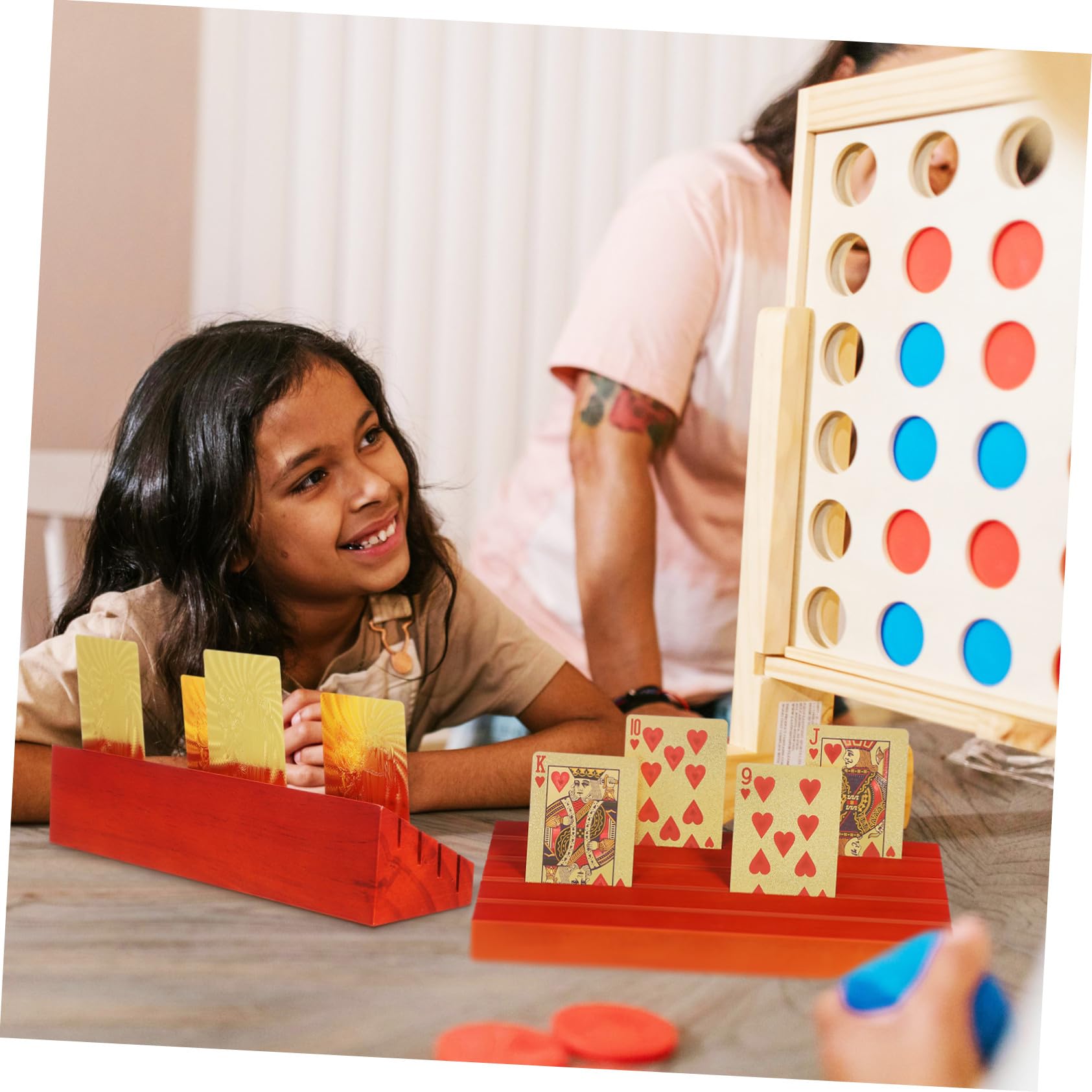 2 Stück Basis Für Spielkarten Poker Kartenspiel Serviert Karte Steht Für Kartenhalter Mehrere Deck Oh Kartenspieltablett Kind Kartenspielhalter Kartenanzeigestand Kiefernholz Braun