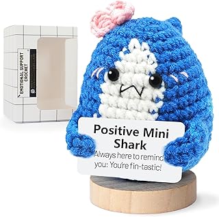 Positive Crochet Shark, Emotional Support Animals,Birthday Gifts for Women Men,Funny Stuffed Crafts for mom and dad, Anxiety Relief Items