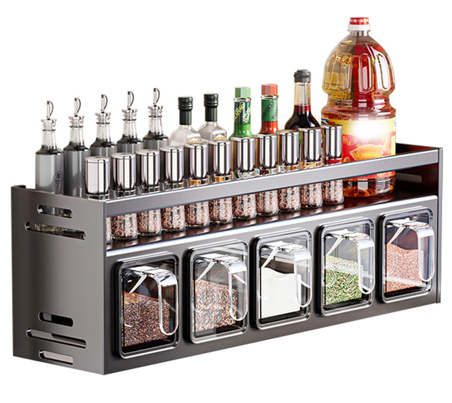 GLETSF Spice Rack Wall Mount - Space-Saving Spice Holder with Shelf, Stylish Kitchen for Spice Jars & Utens, Functional Storage Solution for Home Cooking,