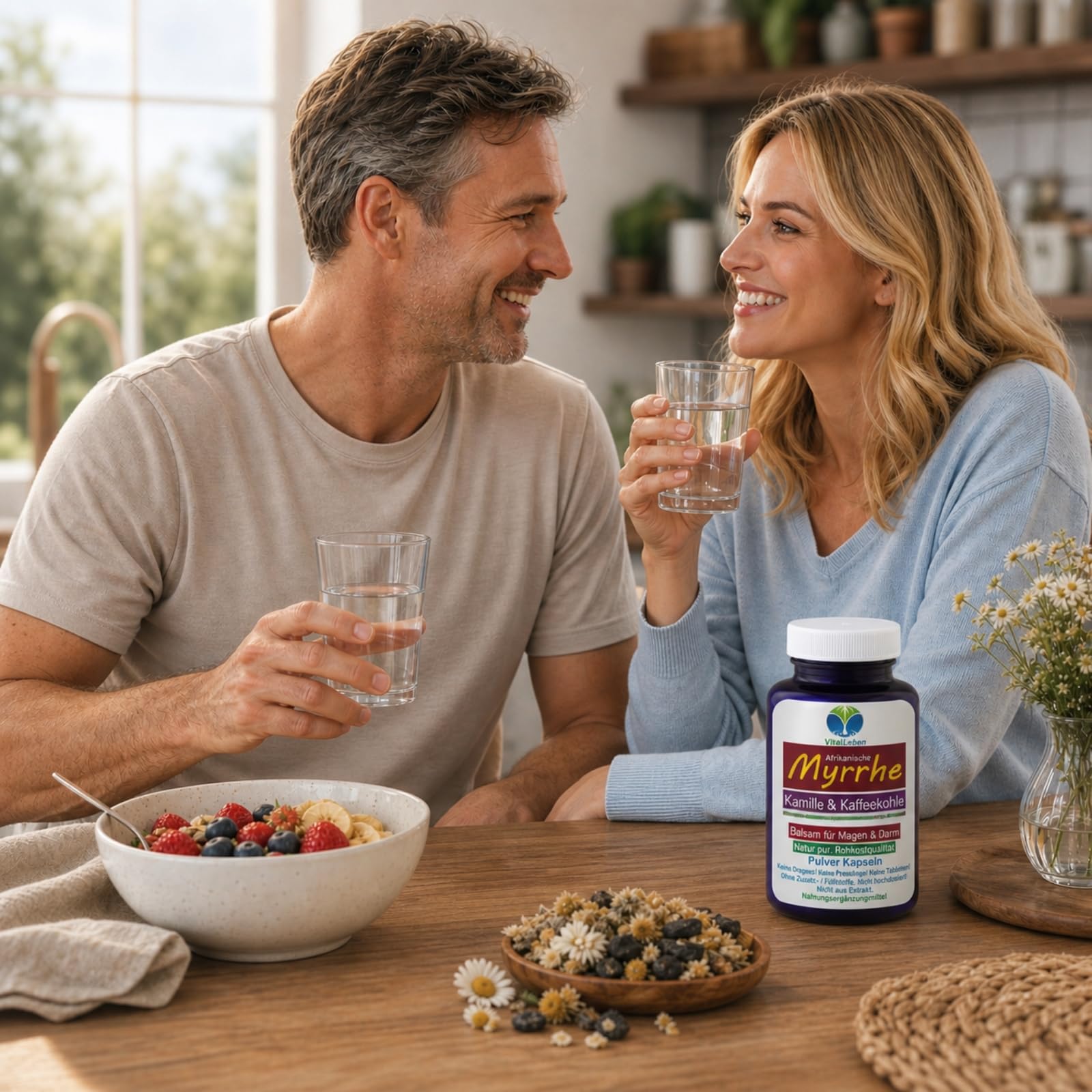 MYRRHE + KAMILLE + KAFFEEKOHLE 1080 Pulver Kapseln (3x360) für den gestressten Darm nach AYURVEDA und Hildegard von Bingen - NATUR pur - OHNE ZUSATZSTOFFE [18 Monate] 27160-7