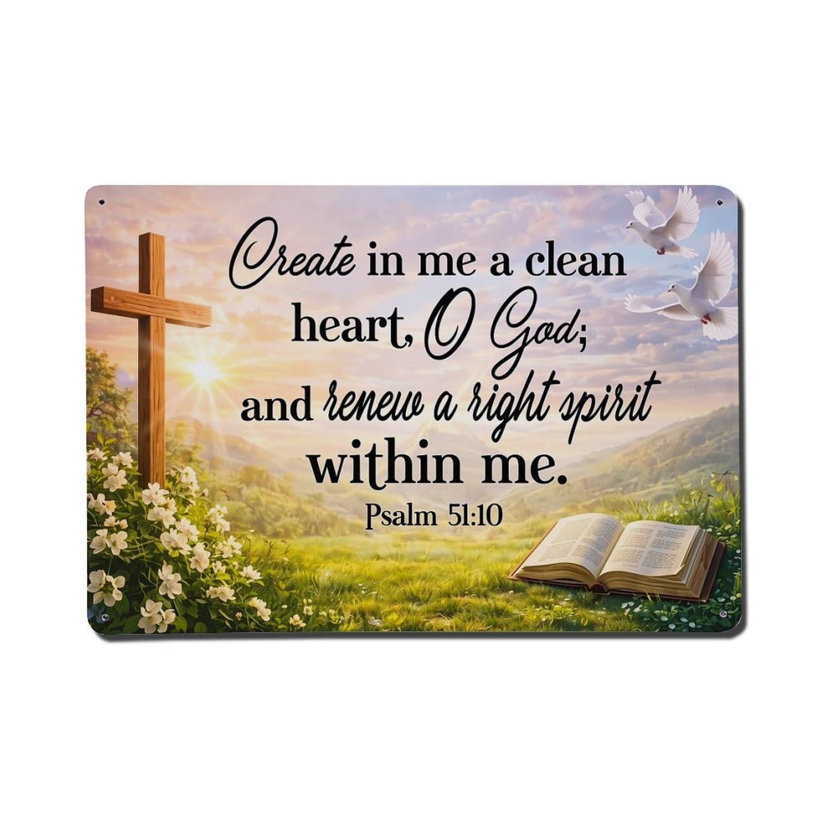 Bible Verse Religious Inspirational Art Print Metal Tin Sign Plaque