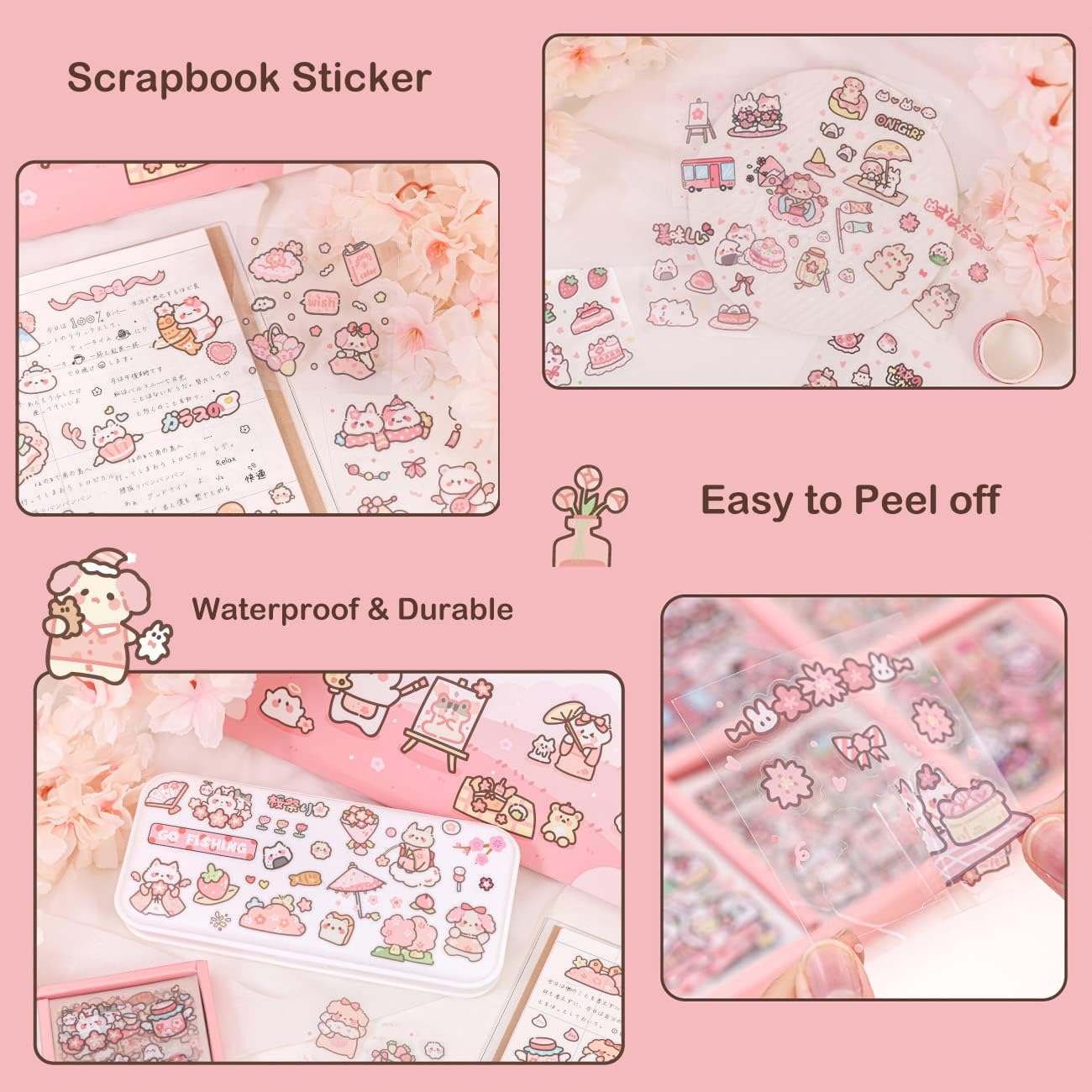 Doraking 200 Sheets Kawaii Cute Animal Stickers for Journaling Scrapbooking